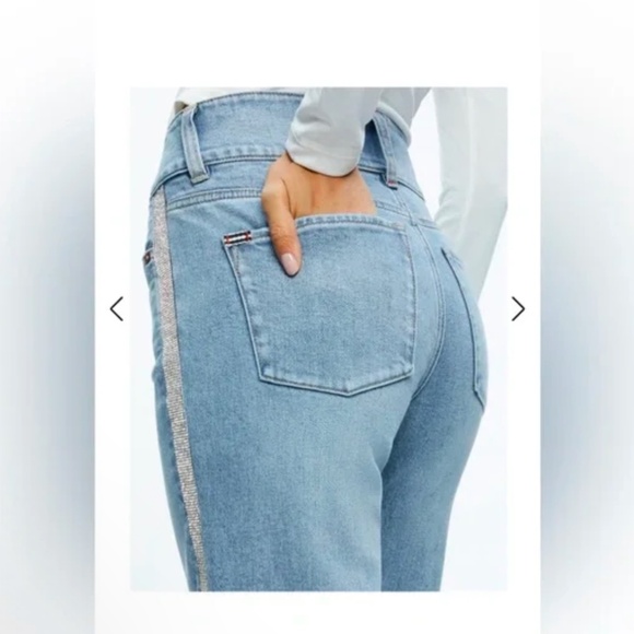 COPY - Alice & Olivia MISSA HIGH RISE WIDE LEG CRYSTAL SIDE JEAN - Picture 8 of 9